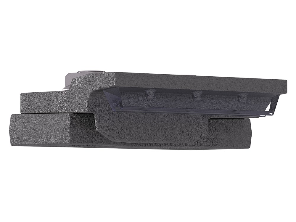 Adjustable forged rail clip with rubber nose for heavy‑duty cranes