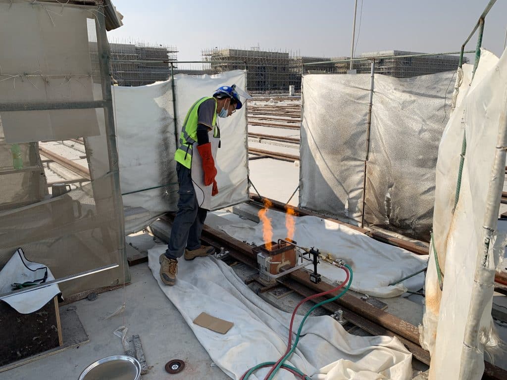 thermite-welding-operation-for-heavy-duty-crane-rail