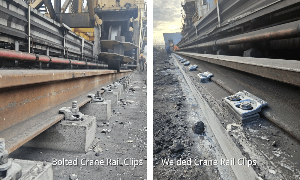 Mining rail system clip types comparison — weldable, boltable rail clips