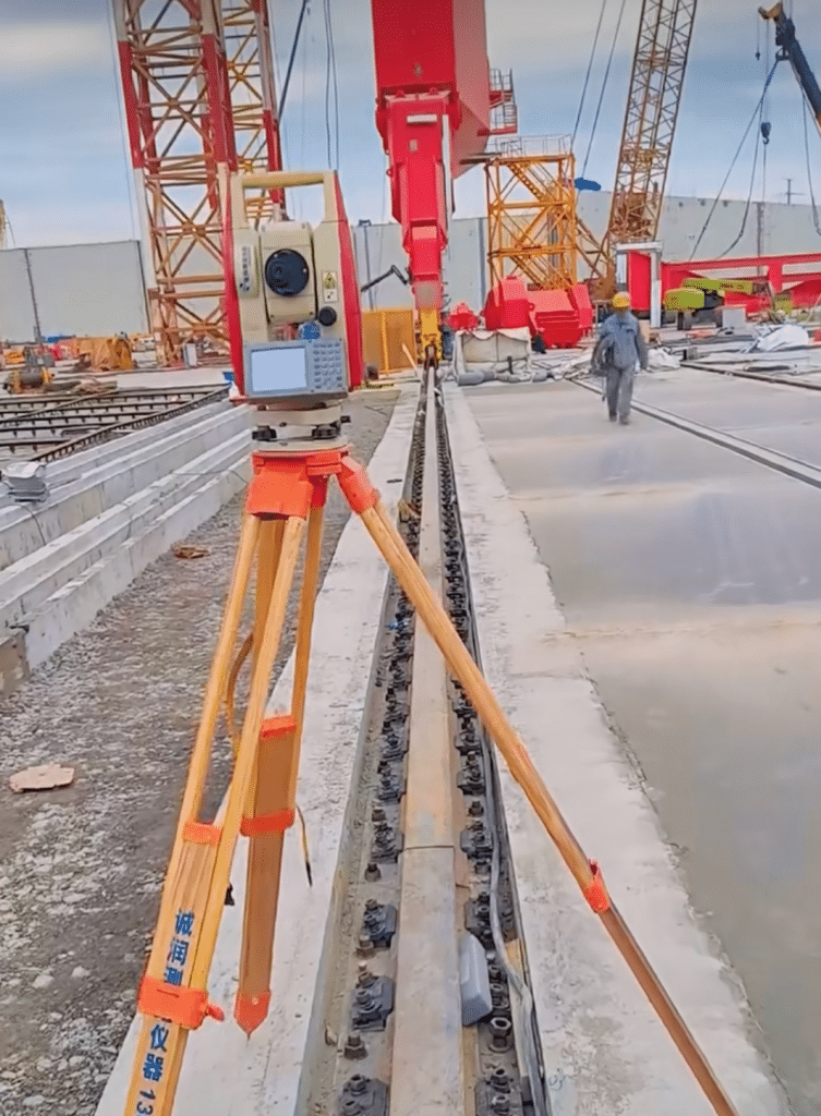 quarterly crane rail maintenance laser alignment survey measurement