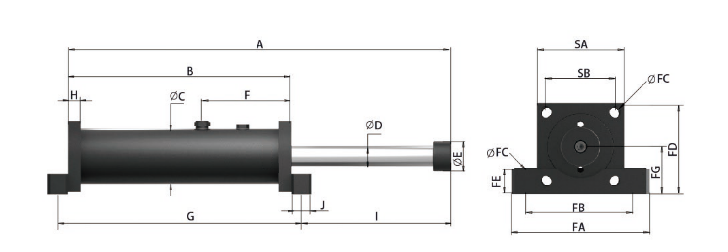 BHD Air-Bag Heavy-Duty Hydraulic Buffers — engineering data: dimensions, stroke and energy ratings