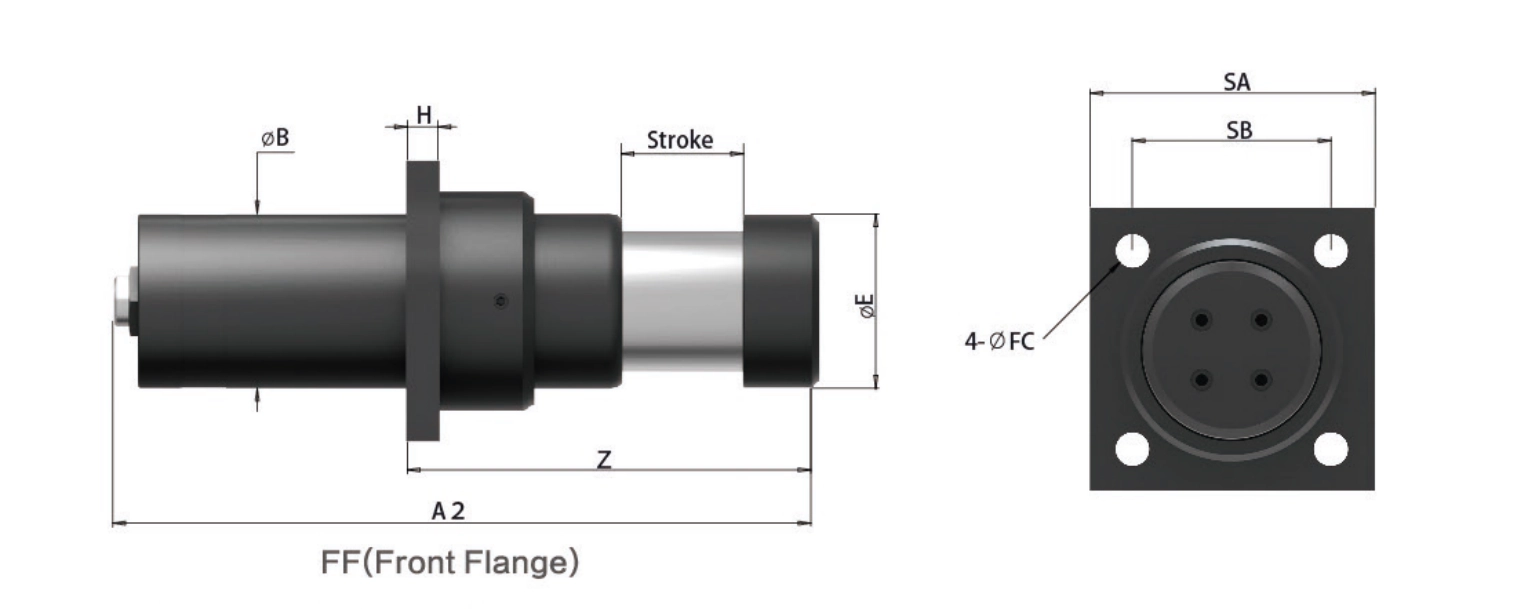 BHI Hydraulic-Pneumatic Heavy-Duty Buffers — engineering data: dimensions, stroke and energy ratings