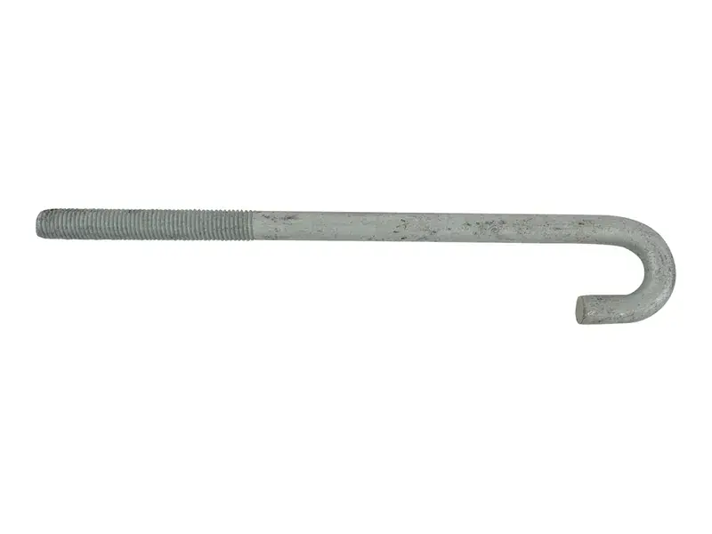 J-type foundation bolt with hooked end for concrete anchorage