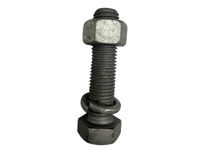 Rail leveling bolt set with lock nut and hardened washer