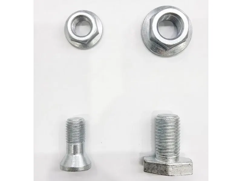 Liner bolt with trapezoidal neck for rail fastening clips