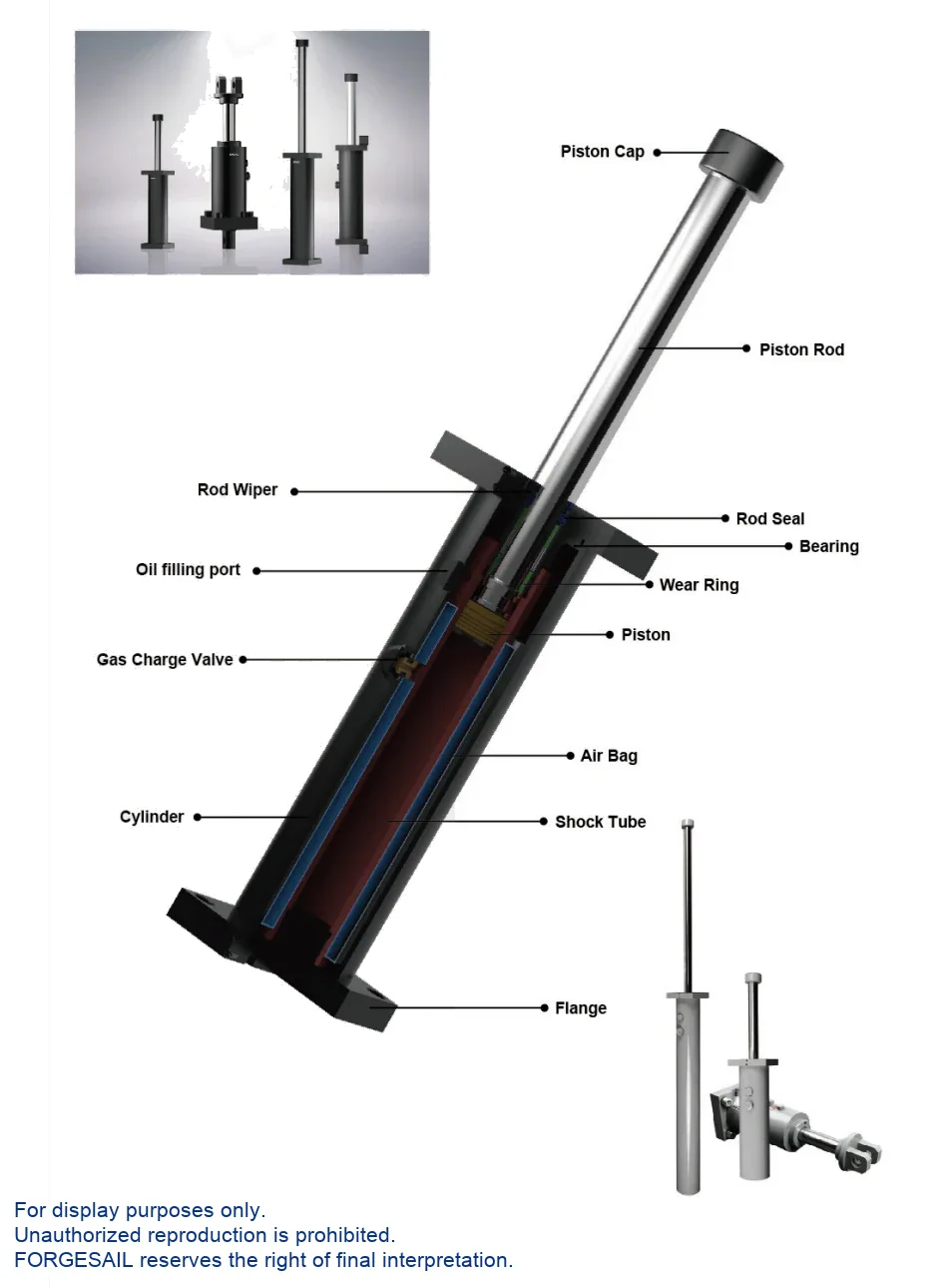 BHD Air-Bag Heavy-Duty Hydraulic Buffers — exploded view of internal components
