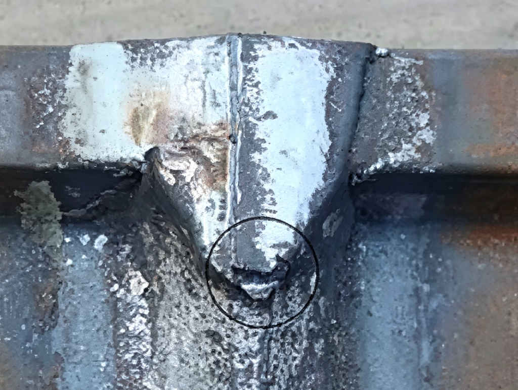 Thermite welding defects hot crack in rail weld head