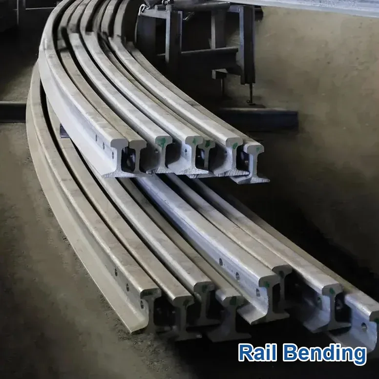 Bending a rail for a curved track section