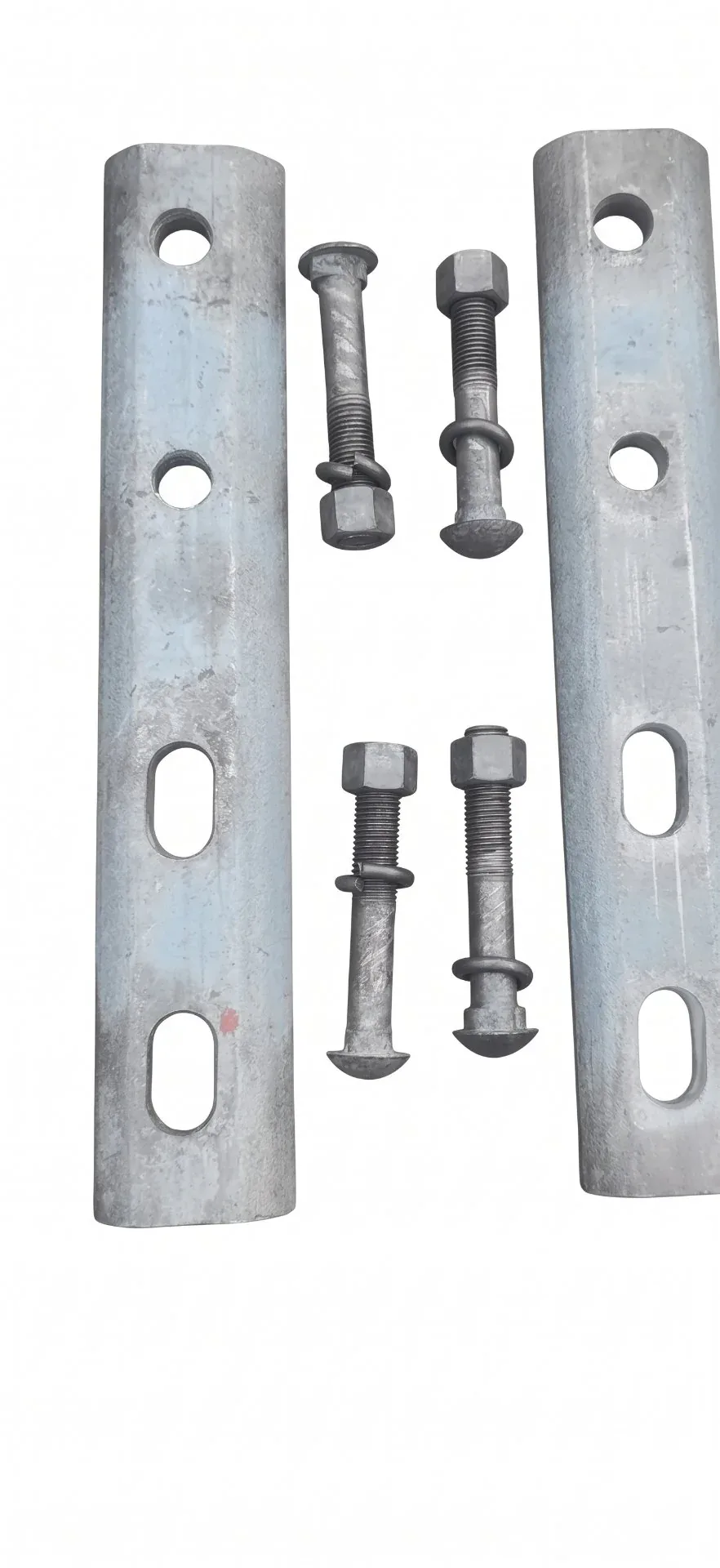 Rail fishplate and bolt set matched to a crane rail section